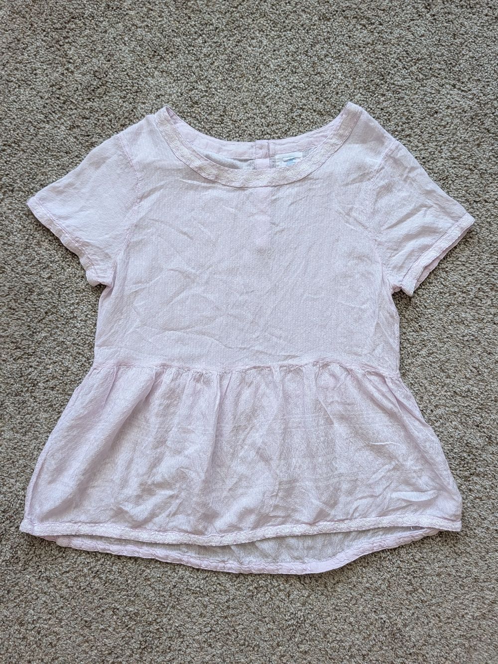 Sigrid Olsen Womens Pink Peplum Babydoll Button Back Blouse Top Size Small